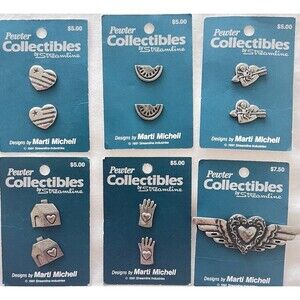 Streamline 1991 Pewter Collectible Buttons 5 Sets Of 2 and 1 Pin